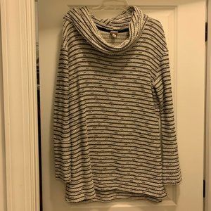 Cowl Neck Black and White Sweater